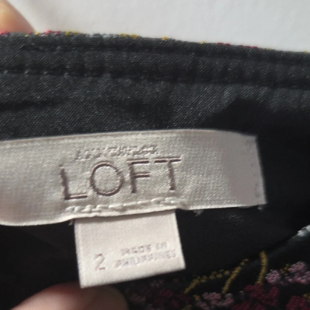LOFT Floral Mini Skirt - Black and Purple - Picture 2 of 2